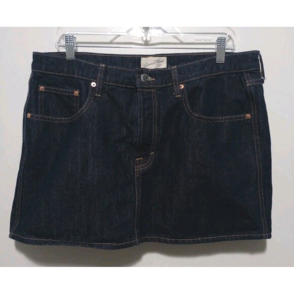 Dark Wash Denim Mini Skirt Women's 16R Blue Jean Button Fly 5-Pocket School Fall - Picture 2 of 10
